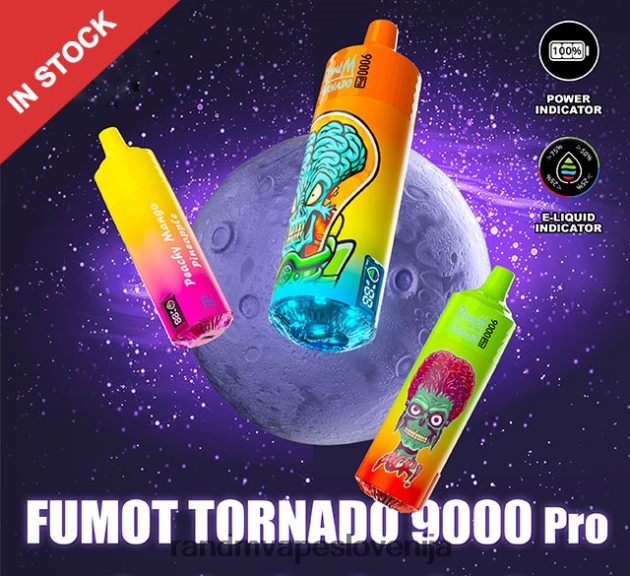 Fumot RandM Tornado 9000 pro vape naprava z baterijo in zaslonom ejuice različica 3 bananina krema 2D84FN227 RandM Shop Discount